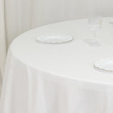 108" White Cotton Blend Round Tablecloth