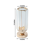 2 Pack Crystal Pendant Hurricane Candle Holders, Elegant Cylinder Design for Pillar