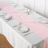 12inch x 108inch Accordion Crinkle Taffeta Table Runner, Elegant Linen Runner - Blush | Rose Gold