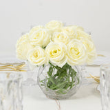 10 Pcs 12inch Artificial Silk Roses - Ivory, Single Stem Rose Flower Bouquet Arrangements