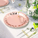 Geometric Metallic Rose Gold Foil Large Charger Paper Plates, Disposable Serving Party Plates