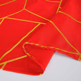 120inch Red Round Polyester Tablecloth With Gold Foil Geometric Pattern