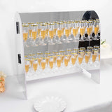 25" Silver Mirror Finish 18 Champagne Glass Display Stand, 2-Tier Table Top Cocktail Rack