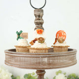 20inch Rustic Brown 2-Tier Wooden Cupcake Stand, Farmhouse Style Serving Tray Stand