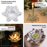 Clear 4.5inch Crystal Glass Lotus Flower Votive Candle Holders, Tealight Taper Candle Stands