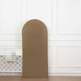 6ft Matte Taupe Spandex Fitted Chiara Backdrop Stand Cover For Round Top Wedding Arch