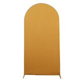 7ft Matte Gold Spandex Fitted Chiara Backdrop Stand Cover For Round Top Wedding Arch