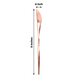 8inch Glossy Rose Gold Heavy Duty Plastic Silverware Knives, Premium Disposable Flatware Cutlery