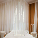 10 Arm Clear Acrylic Cluster Round Pillar Candle Stick Stand, 47inch Candelabra