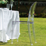 4 Pack Stackable Clear Acrylic Ghost Banquet Chairs with Oval Back, Fully Assembled Armless Event