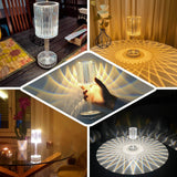 10inch LED Crystal Cylinder Color Changing Rechargeable Table Lamp, Cordless RGB Touch Control