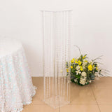 48inch Heavy Duty Acrylic Flower Pedestal Stand with Hanging Crystal Beads