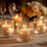 12 Pack Ribbed Glass Votive Candle Holders – Amber Gold, 2.5inch Tealight Cups for Tabletop Lighting