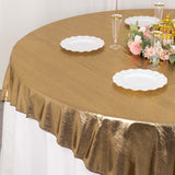 72x72inch Antique Gold Shimmer Sequin Dots Square Polyester Table Overlay