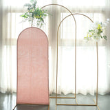 5ft Blush Rose Gold Shimmer Spandex Chiara Backdrop Stand Cover For Fitted Round Top Wedding Arch