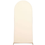 5ft Matte Beige Spandex Fitted Chiara Backdrop Stand Cover For Round Top Wedding Arch