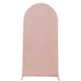 7ft Blush Rose Gold Shimmer Spandex Chiara Backdrop Stand Cover For Fitted Round Top Wedding Arch