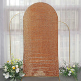 7ft Gold Shimmer Tinsel Spandex Chiara Backdrop Stand Cover Fitted Round Top Wedding Arch