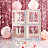 2pcs Transparent DIY Balloon Boxes, Baby Shower Party Decoration Boxes Iridescent Edges