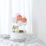 11 Pcs | Confetti Balloon Garland Cloud Cake Topper, Mini Cake Decorations - Rose Gold & White