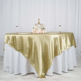 90"| Champagne Square Seamless Satin Tablecloth Overlay