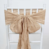 5 Pack | Beige Gauze Cheesecloth Boho Chair Sashes - 16inch x 88inch