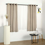 2 Pack | Handmade Beige Faux Linen Curtains 52x64inch Curtain Panels With Chrome Grommets