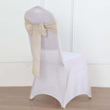 5 Pack | Beige Linen Chair Sashes, Slubby Textured Wrinkle Resistant Sashes