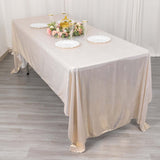 60x126inch Beige Shimmer Sequin Dots Polyester Tablecloth, Wrinkle Free Sparkle Glitter