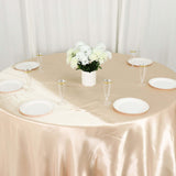 132inch Beige Seamless Satin Round Tablecloth
