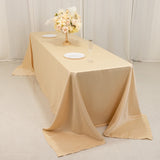 Beige Seamless Lamour Satin Rectangle Tablecloth - 90x156inch for 8 Foot Table