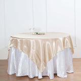 60x60 Beige Seamless Square Satin Tablecloth Overlay