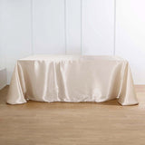 90"x156" Beige Satin Rectangular Tablecloth