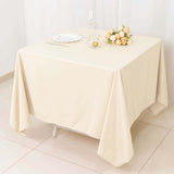 70" Beige Premium Scuba Wrinkle Free Square Tablecloth, Scuba Polyester Tablecloth