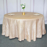 120inch Beige Accordion Crinkle Taffeta Round Tablecloth