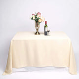 Beige Polyester Square Tablecloth 90x90 Inch