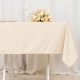 54" Beige Premium Scuba Wrinkle Free Square Table Overlay, Scuba Polyester Table Topper