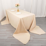 90x156inch Beige Seamless Premium Polyester Rectangular Tablecloth - 220GSM