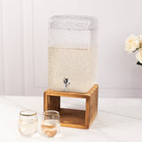 2 Gallon Clear Hammered Glass Drink Dispenser with Wooden Stand