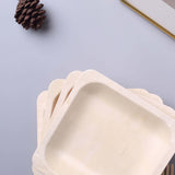 25 Pack | 6" Eco Friendly Birchwood Wooden Dessert, Appetizer Plates