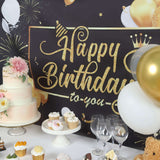 6ftx3ft Black / Gold Happy Birthday Polyester Background Banner