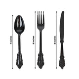 72 Pcs Plastic Silverware Set in Baroque Style Black