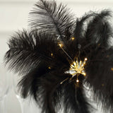 15inch LED Black Ostrich Feather Table Lamp Wedding Centerpiece