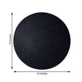 6 Pack | Black Sparkle Placemats, Non Slip Decorative Round Glitter Table Mat