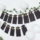 Black & Gold Congrats Grad Paper Photo Backdrop Hanging Garland Banner