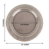 10 Pack | 7.5inch Opaque Black Hammered Design Plastic Salad Plates With Gold Rim