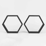 2 PC | Tall Hexagon Black Wood Centerpiece | Wood Geometric Terrarium | Honeycomb Storage Shelf