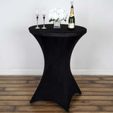 Black Highboy Spandex Cocktail Table Cover, Fitted Stretch Tablecloth for 24"-32" Dia High Top Table