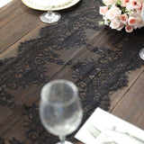 Black Premium Lace Fabric Table Runner, Vintage Classic Table Decor With Scalloped Frill Edges