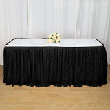 21FT Black Premium Pleated Lace Table Skirt